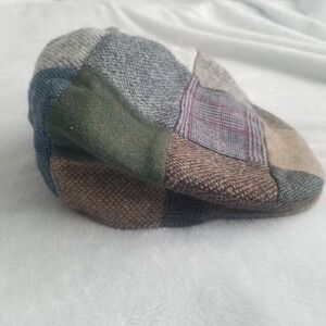 Hats Of Ireland Wool Laine Patchwork Newsboy Plaid Hat Size XL Made in Ireland